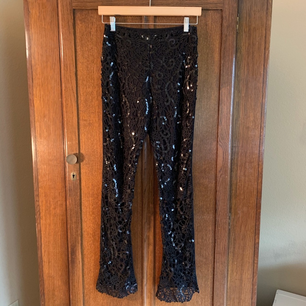 Sequin/Lace stretch legging pant